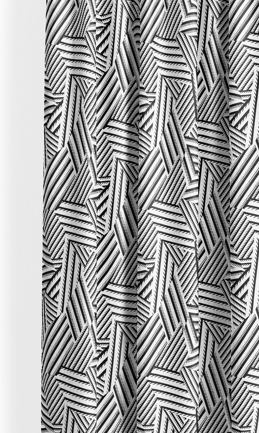 Abstract Geometric Drapery for Living, Bedroom, Kitchen, Bathroom (Black & White)