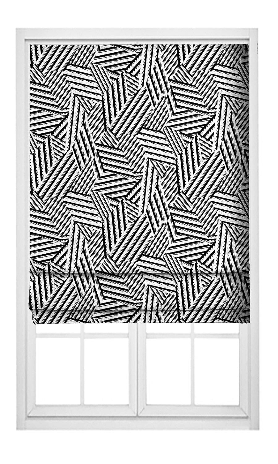 Abstract Geometric Pinch Pleat, Rod Pocket, Eyelet Curtains (Black & White)