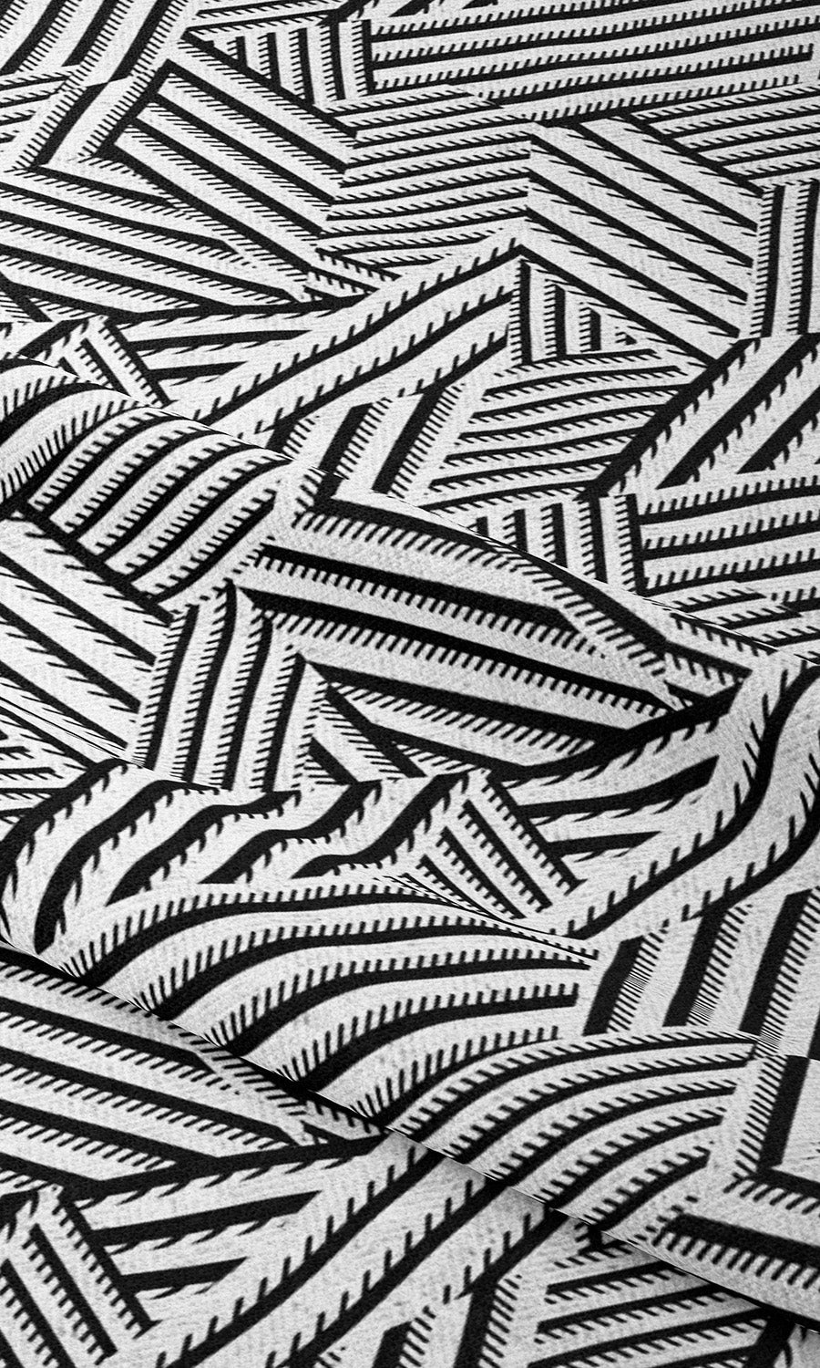 Abstract Geometric Drapery (Black & White) Extra Long Short Wide