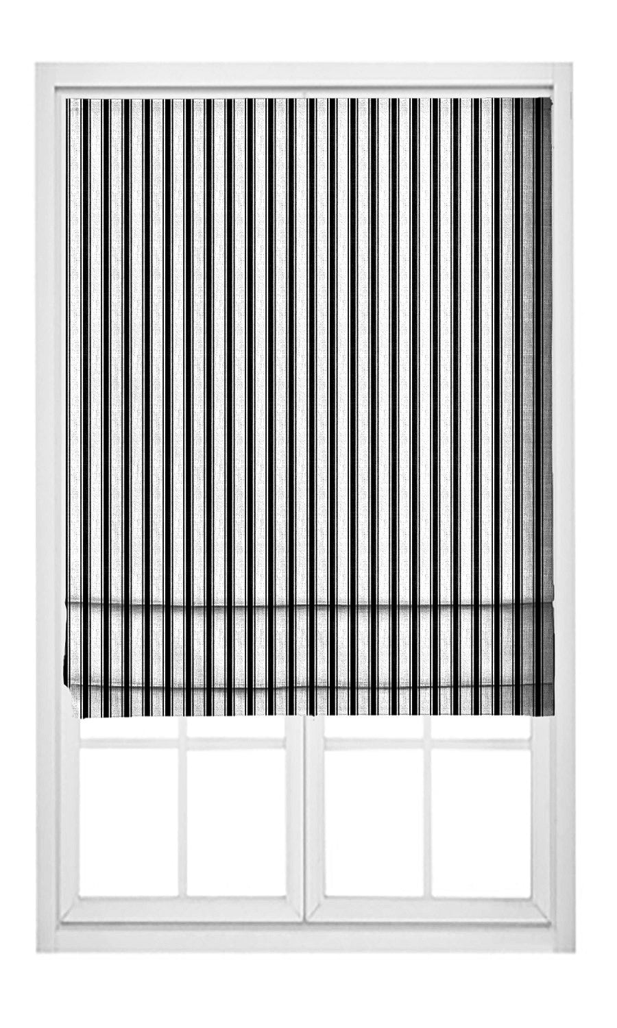 Ticking Stripe Drapes (Black & White) Extra Long Short Wide