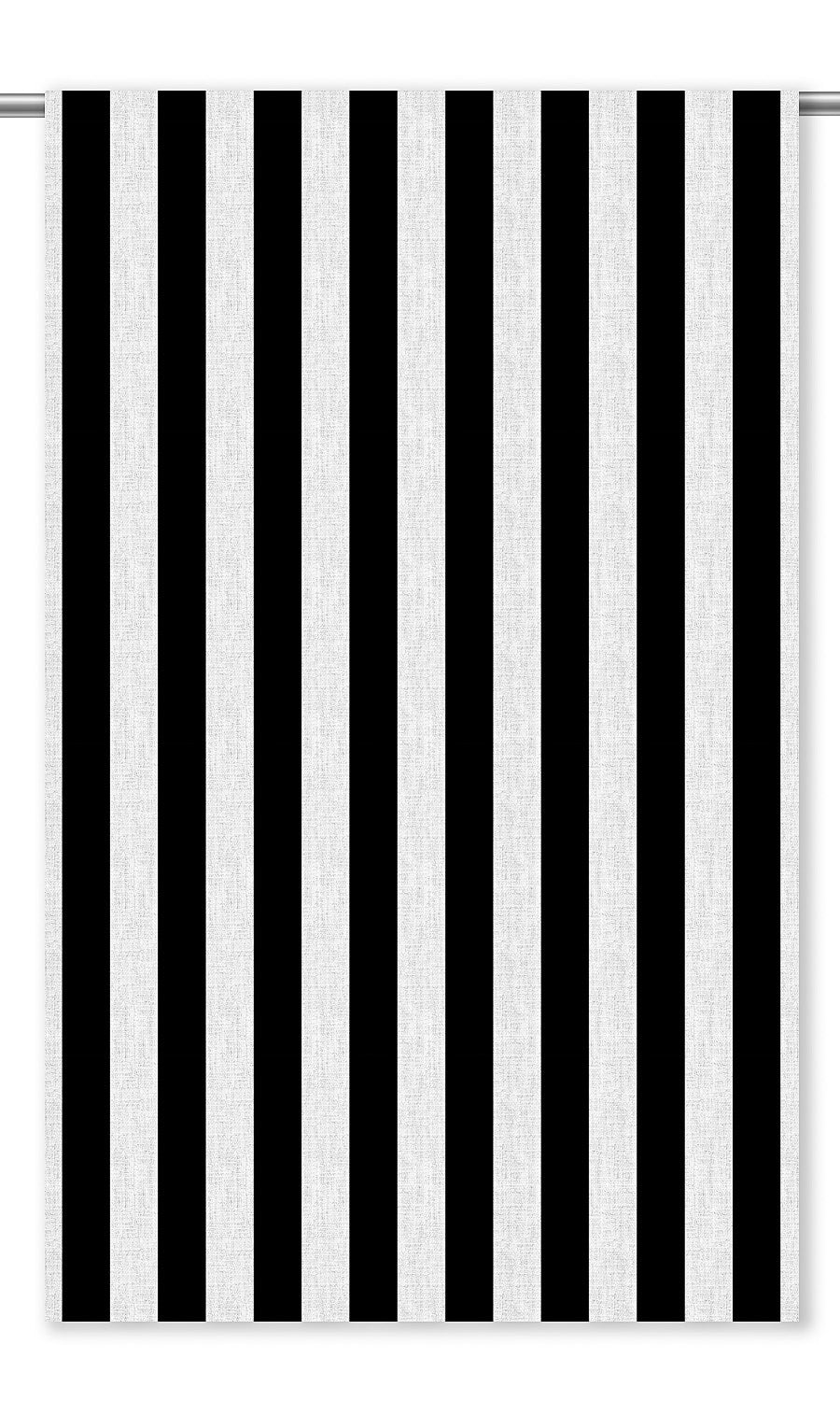 Awning Stripes Window Curtains (Black & White)