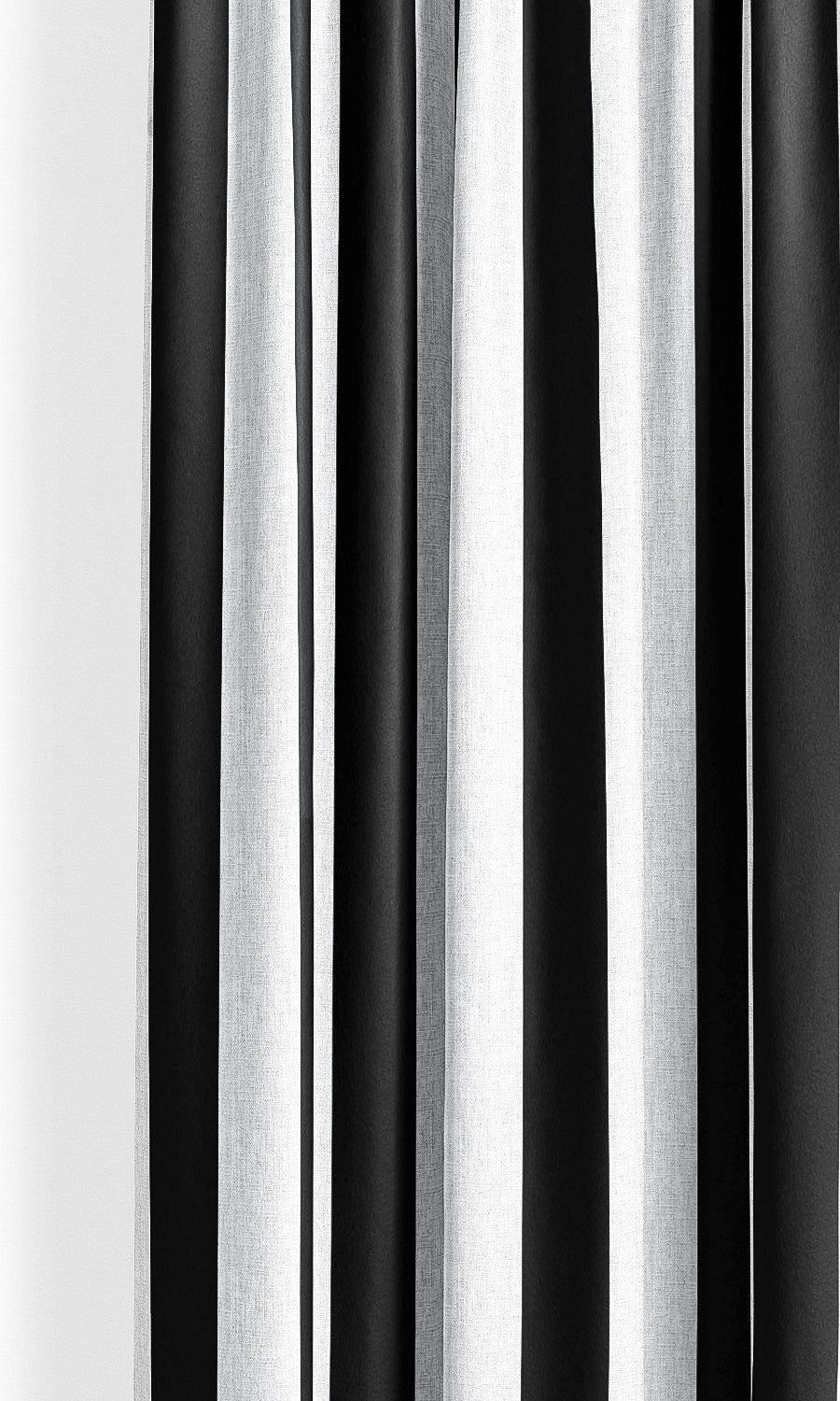 Awning Stripes Window Curtains for Living, Bedroom, Kitchen, Bathroom (Black & White)