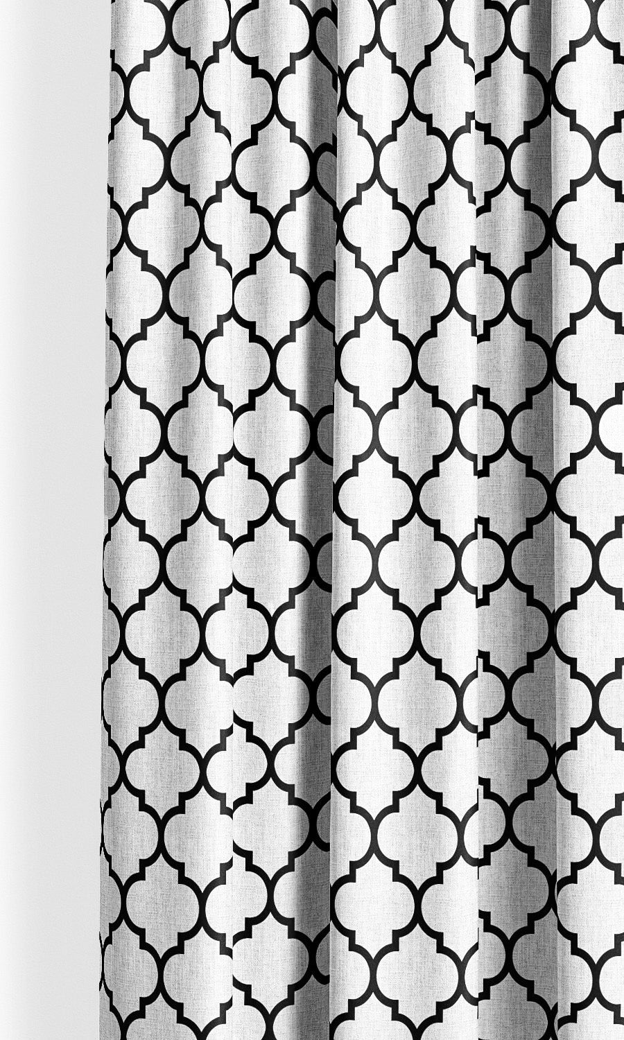 Moroccan Trellis Drapery for Living, Bedroom, Kitchen, Bathroom (Black & White)