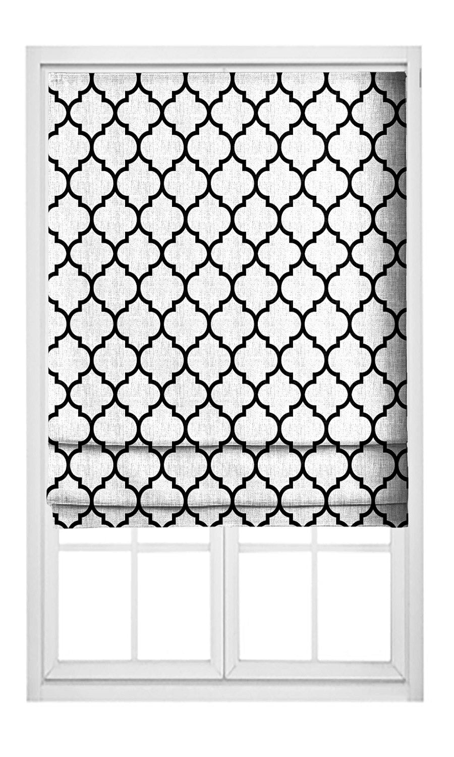 Moroccan Trellis Pinch Pleat, Rod Pocket, Eyelet Curtains (Black & White)