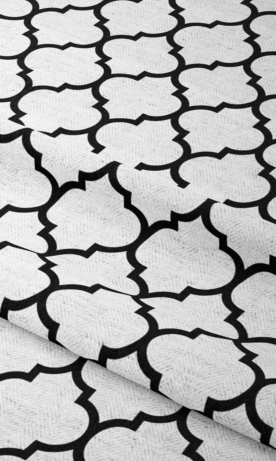 Moroccan Trellis Drapery (Black & White) Extra Long Short Wide