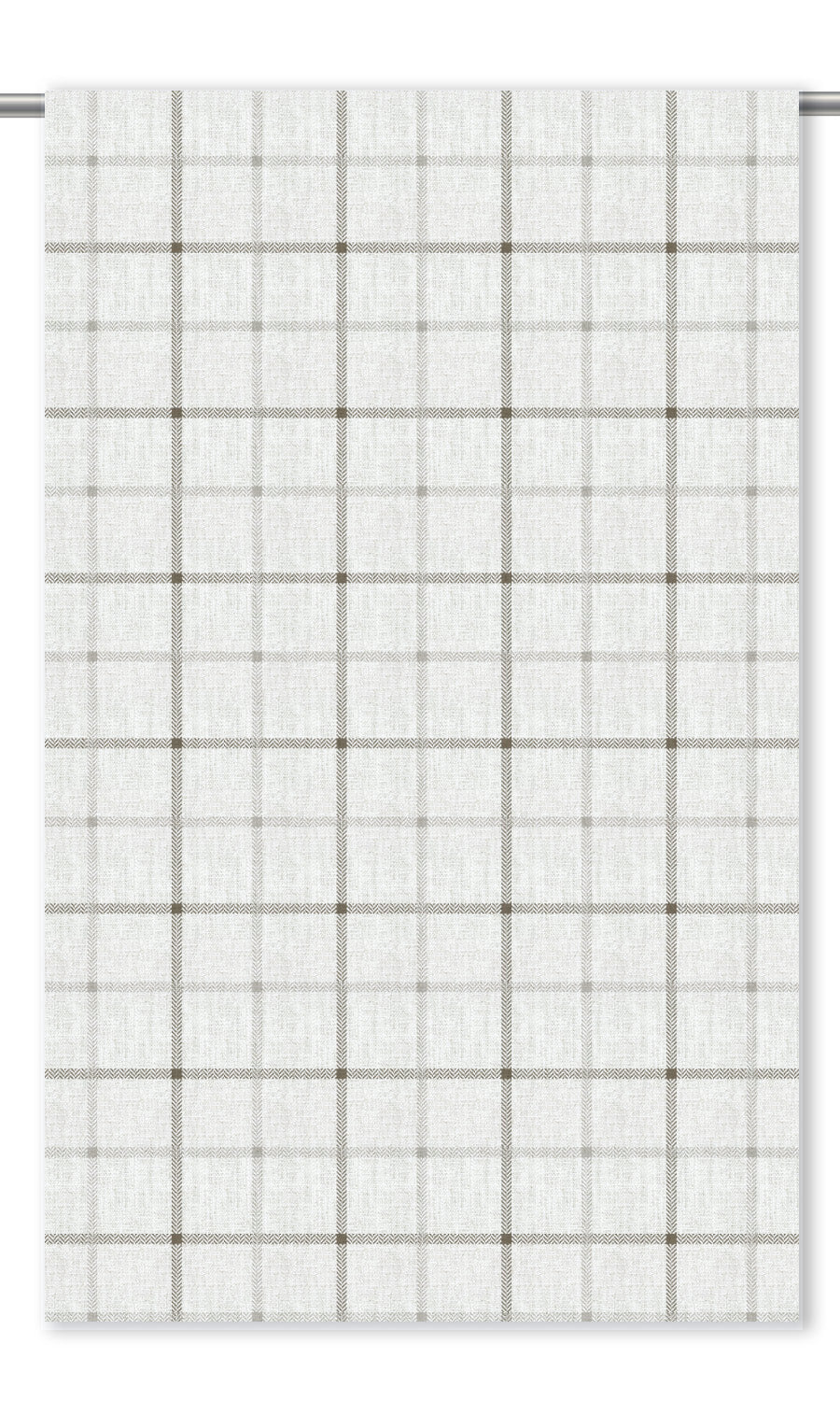 Windowpane Check Window Curtains for Living, Bedroom, Kitchen, Bathroom (Eggshell White/ Cedar Brown )