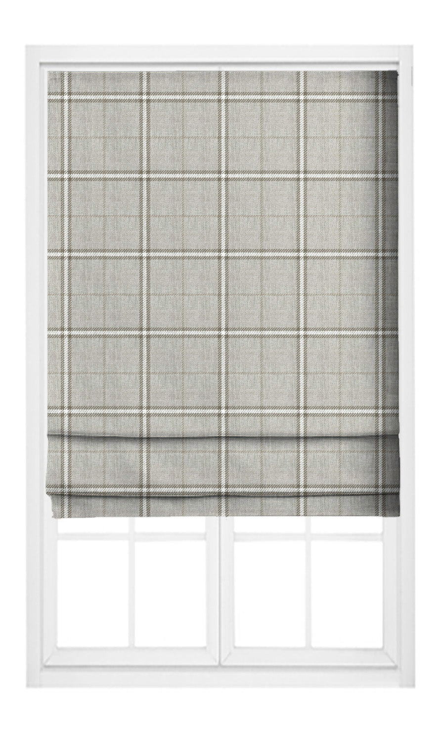 Windowpane Check Pinch Pleat, Rod Pocket, Eyelet Curtains (Pale Gray/ Cedar Brown)
