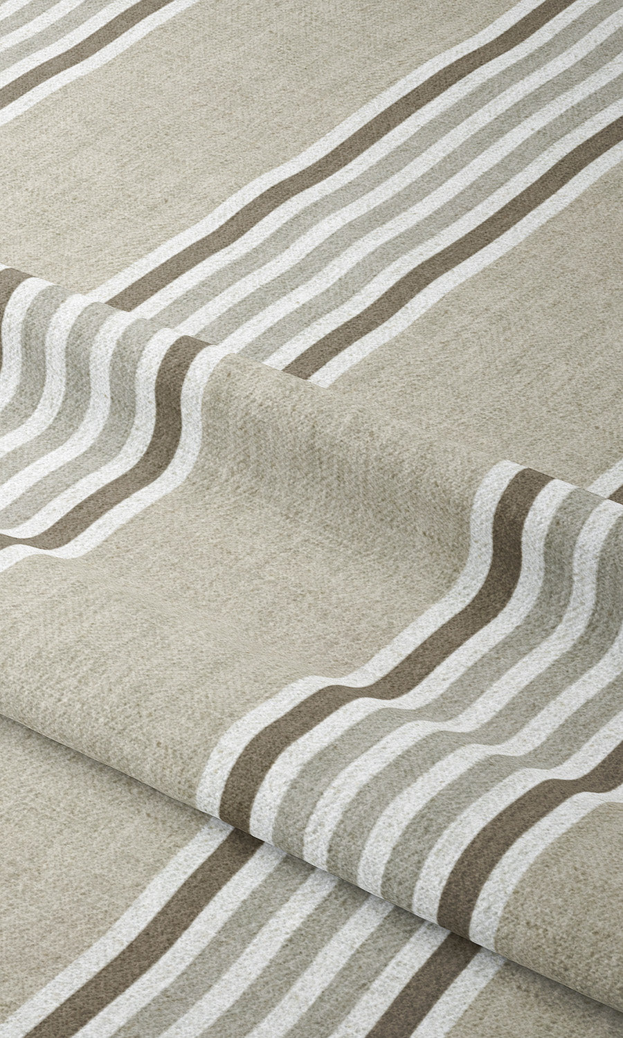 Regency Striped Window Curtains (Beige/ Coffee Brown)