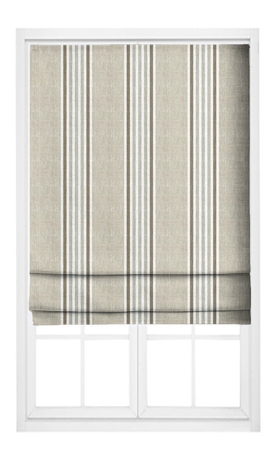 Regency Striped Window Curtains (Beige/ Coffee Brown) Extra Long Short Wide