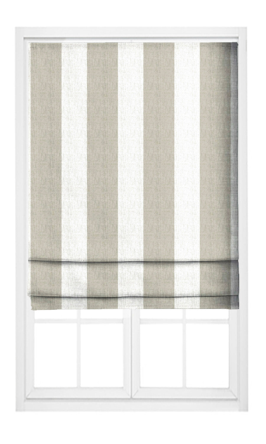 Awning Striped Flat, Plain, Fake, Faux, European Relaxed Roman Shades (Beige/ White)