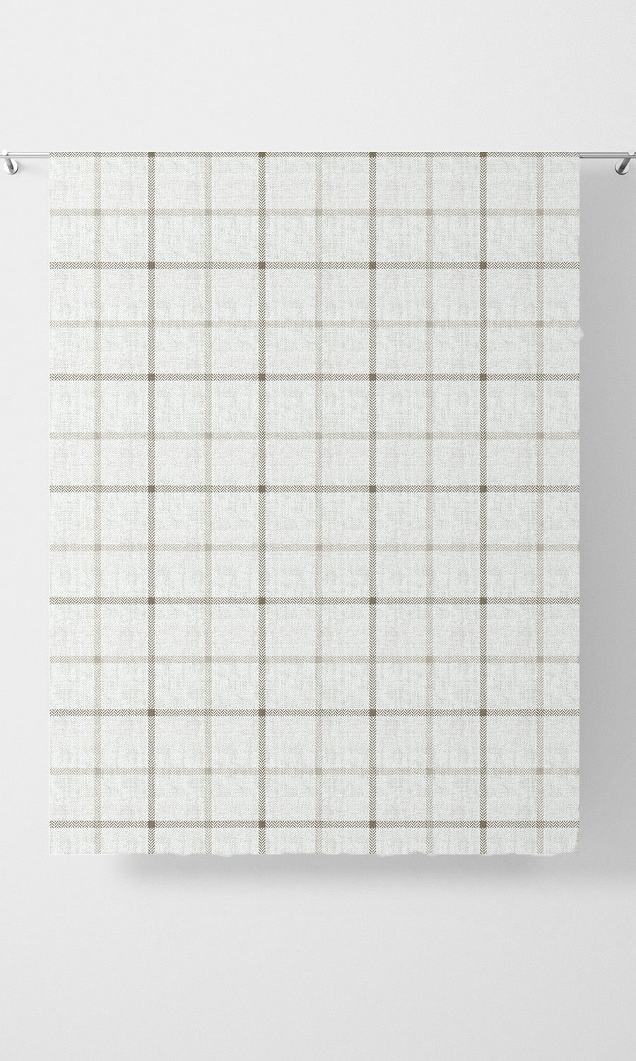 Windowpane Check Window Curtains for Living, Bedroom, Kitchen, Bathroom (Smoky White/ Taupe )