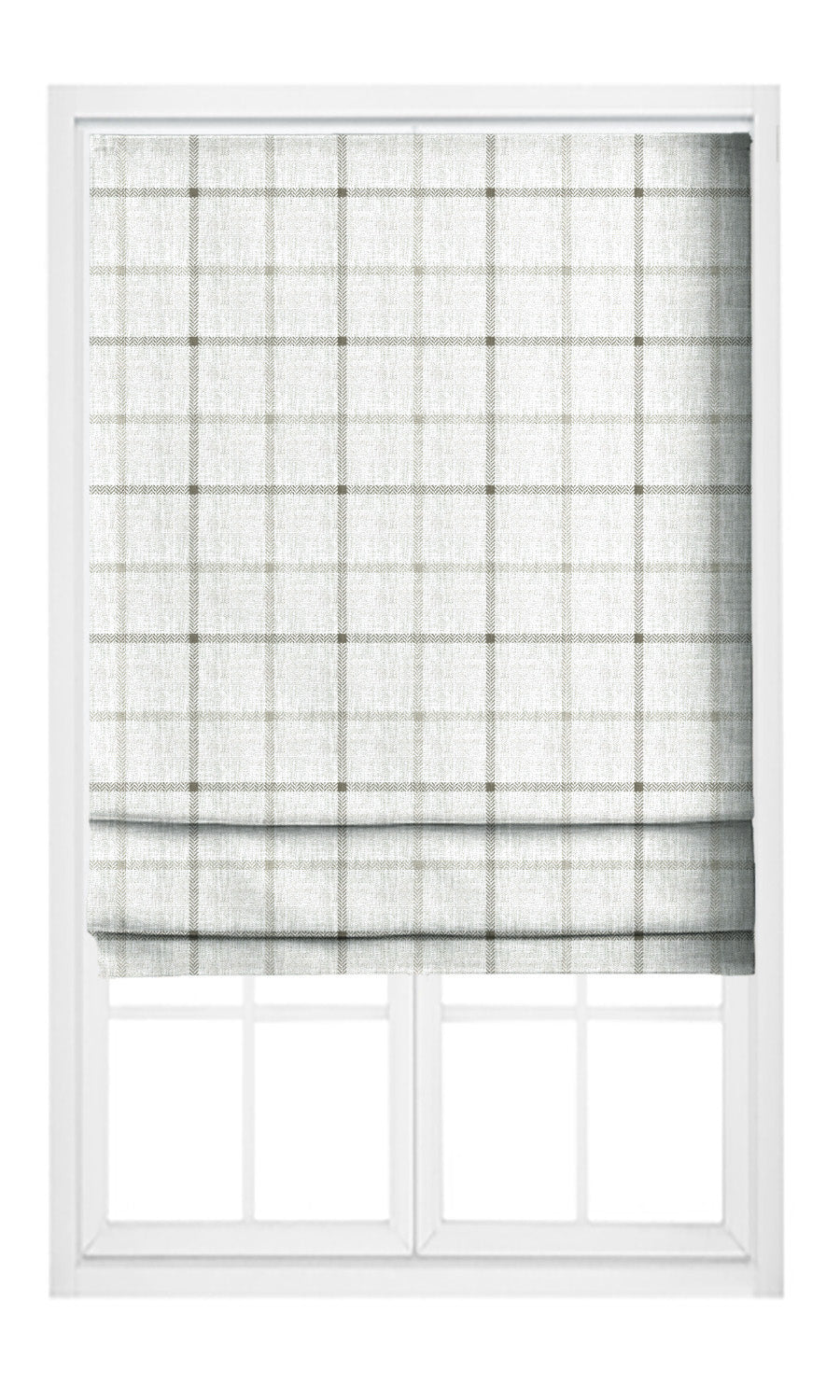 Windowpane Check Pinch Pleat, Rod Pocket, Eyelet Curtains (Smoky White/ Taupe )