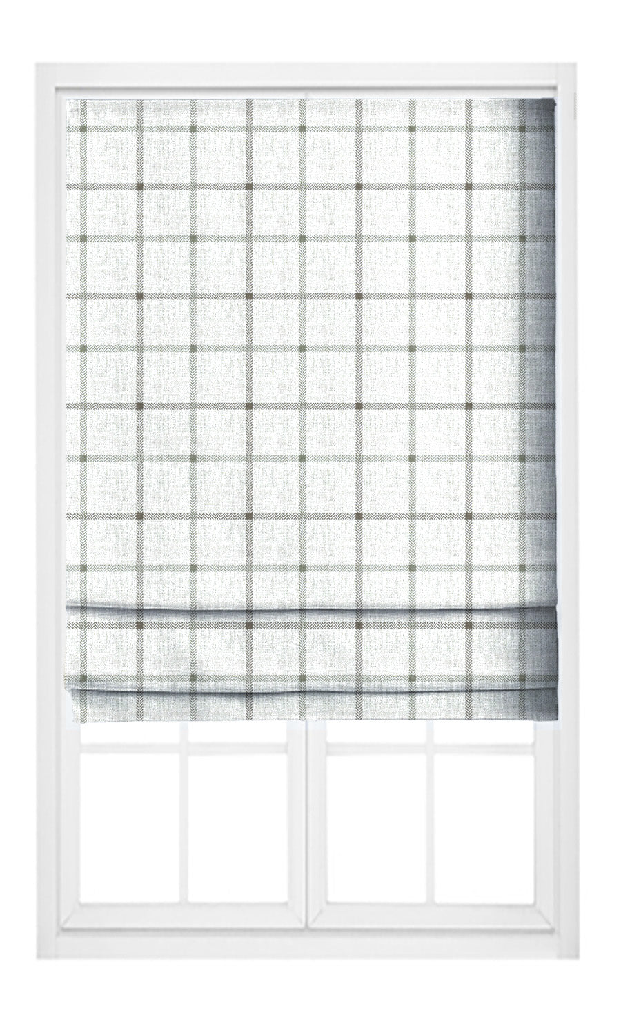 Windowpane Check Pinch Pleat, Rod Pocket, Eyelet Curtains (Off White/ Dark Greige )