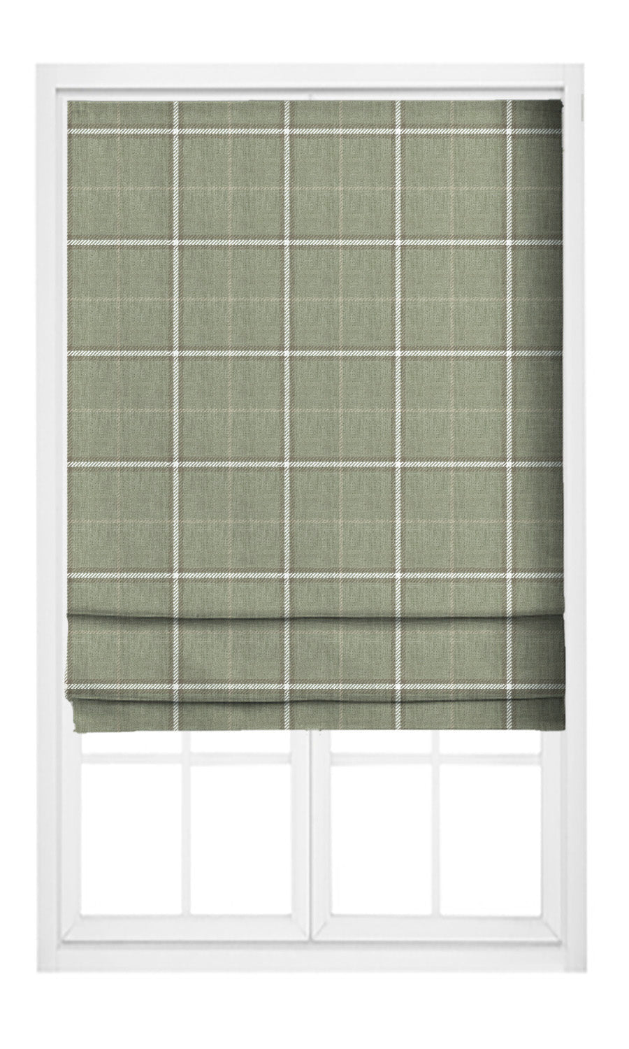 Windowpane Check Pinch Pleat, Rod Pocket, Eyelet Curtains (Sage Gray/ White)