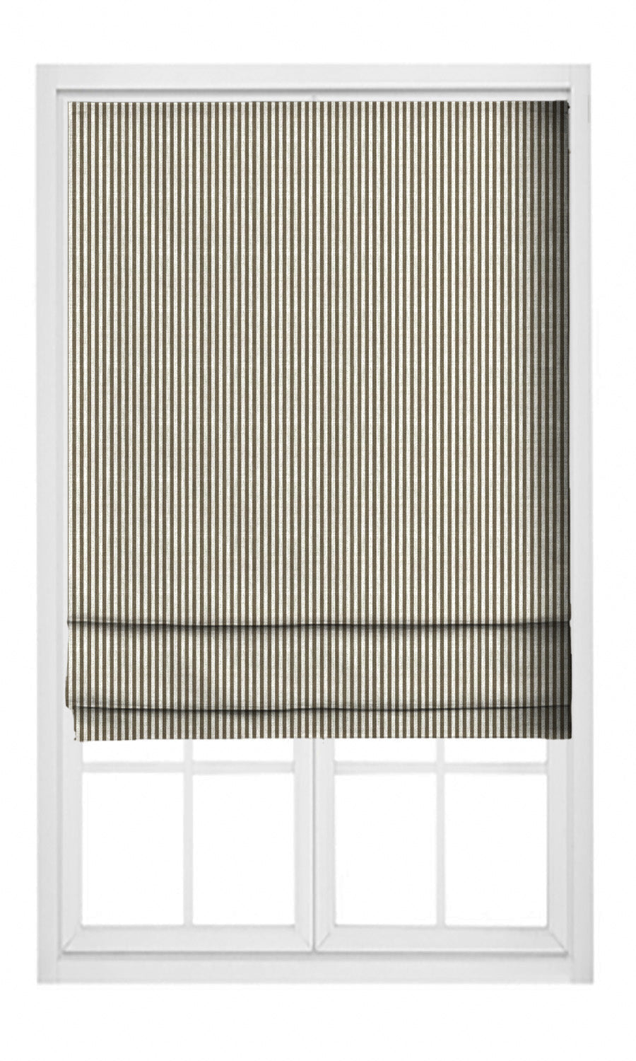 Candy Striped Roman Blinds (Dark Olive Brown/ White) Extra Long Short Wide