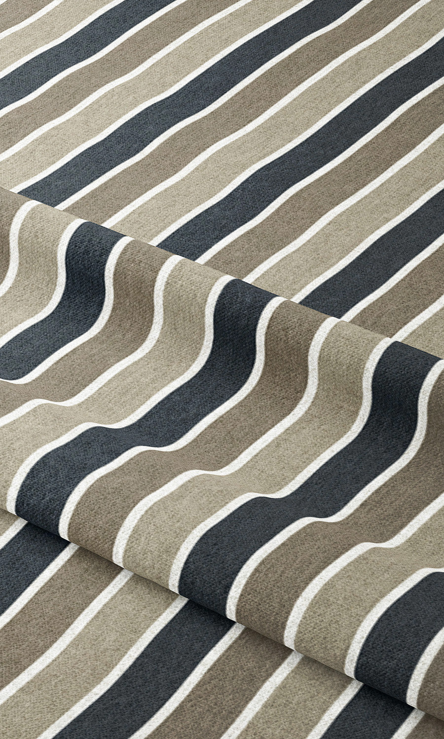 Balanced Striped Drapery (Taupe/ Navy Blue) Extra Long Short Wide