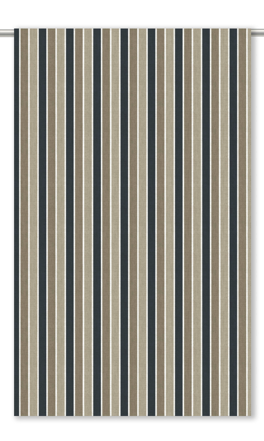 Balanced Striped Drapery (Taupe/ Navy Blue)