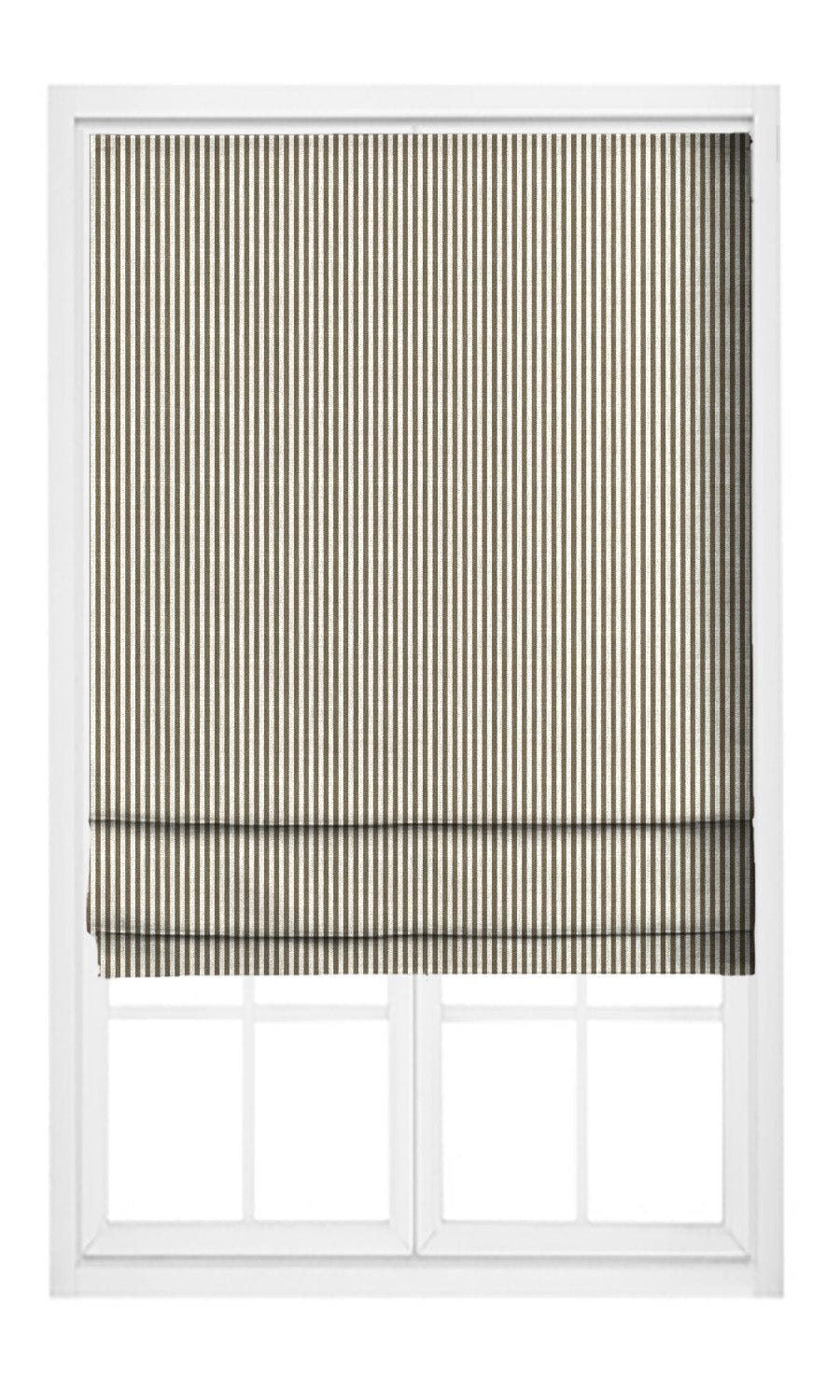 Candy Striped Roman Shades (Dark Olive Brown/ White) Extra Long Short Wide