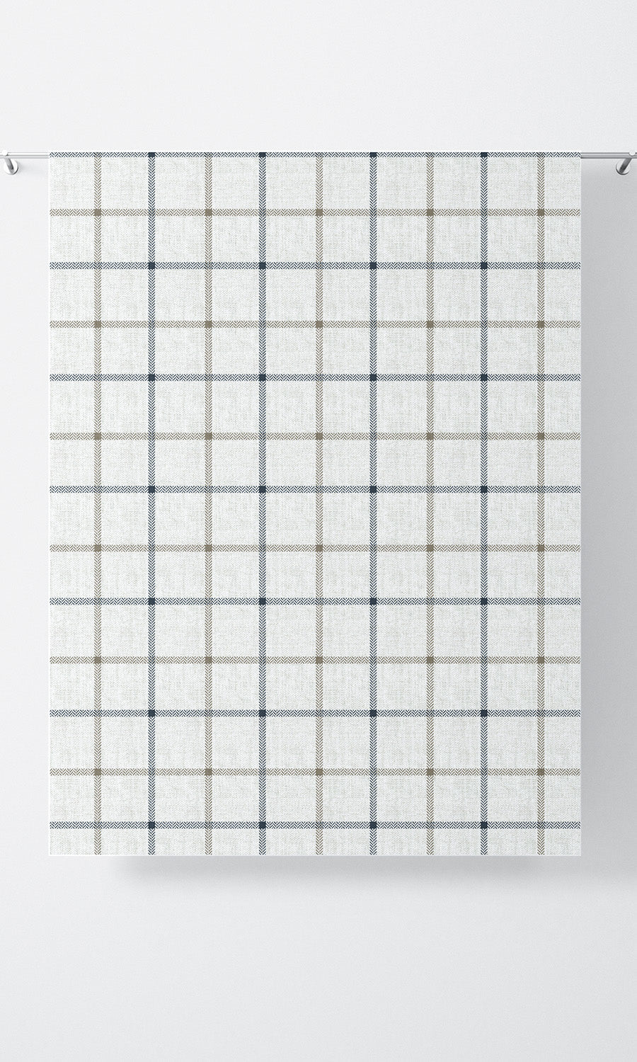 Windowpane Check Drapery for Living, Bedroom, Kitchen, Bathroom (Parchment White/ Navy Blue)