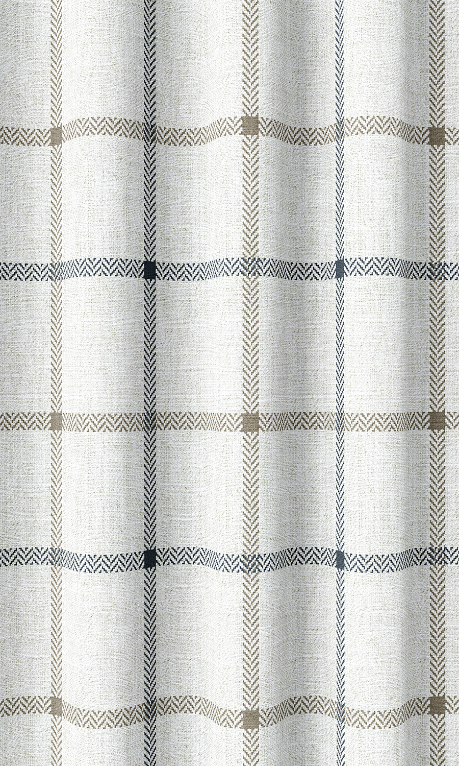 Windowpane Check Drapery (Parchment White/ Navy Blue) Extra Long Short Wide