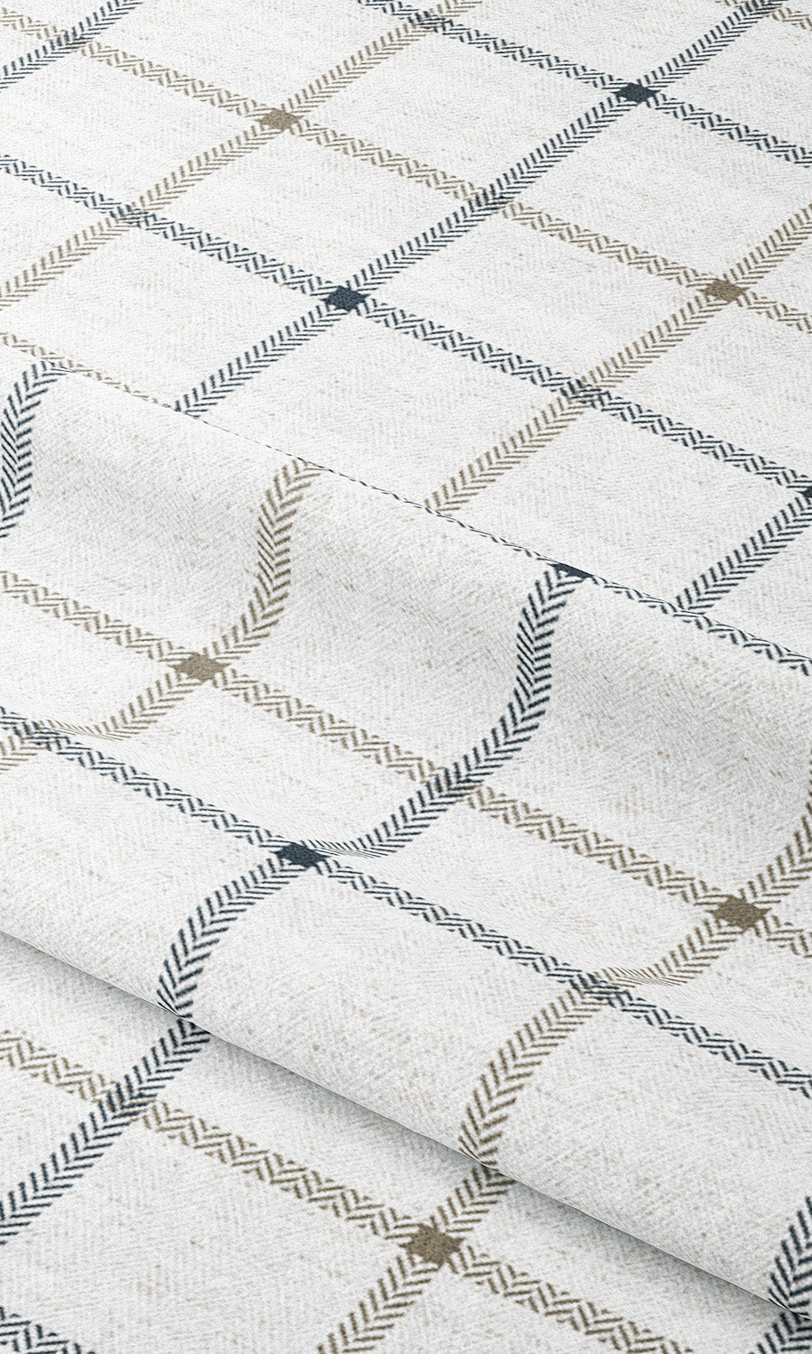 Windowpane Check Drapery (Parchment White/ Navy Blue)