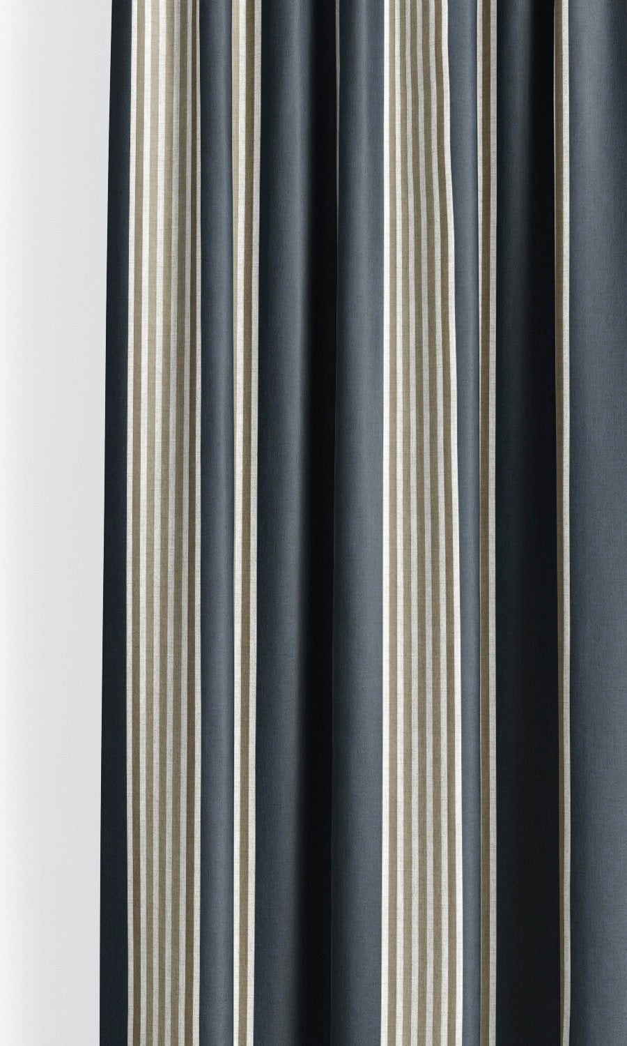 Regency Striped Curtain Panels for Living, Bedroom, Kitchen, Bathroom (Dark Navy Blue/ Taupe)