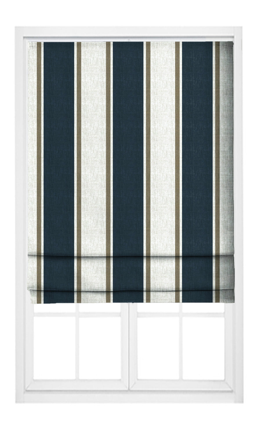 Regency Striped Pinch Pleat, Rod Pocket, Eyelet Curtains (Dark Navy Blue/ White)