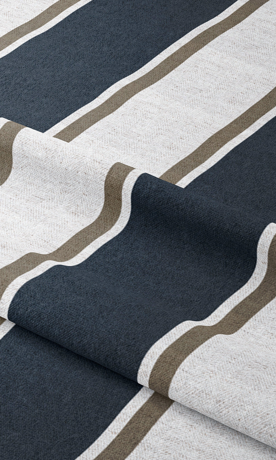 Regency Striped Window Shades (Dark Navy Blue/ White) Extra Long Short Wide
