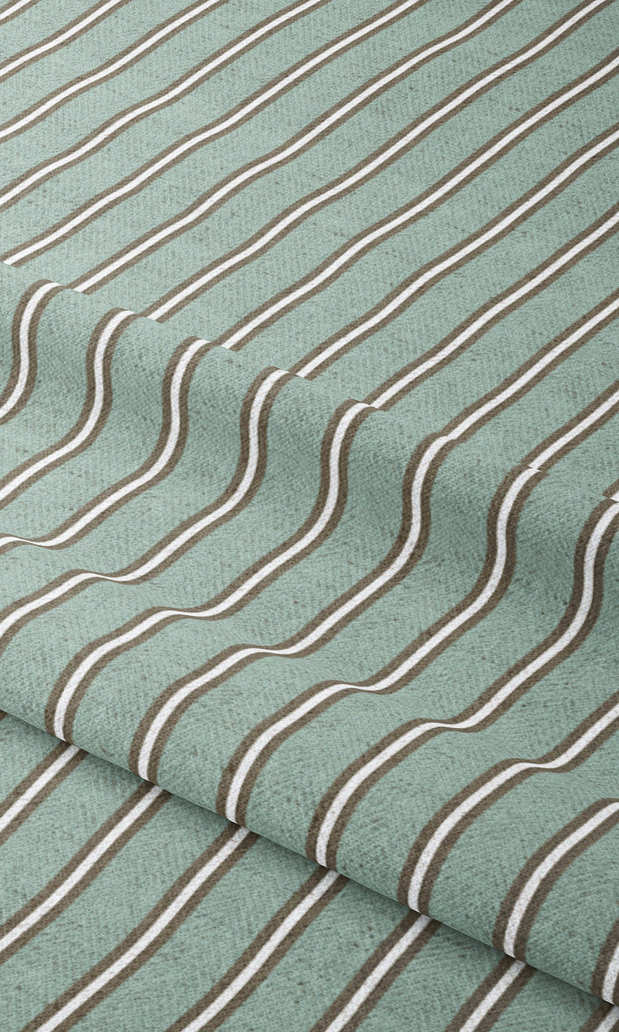 Pinstripe Window Curtains (Duck Egg Blue/ Cedar Brown)