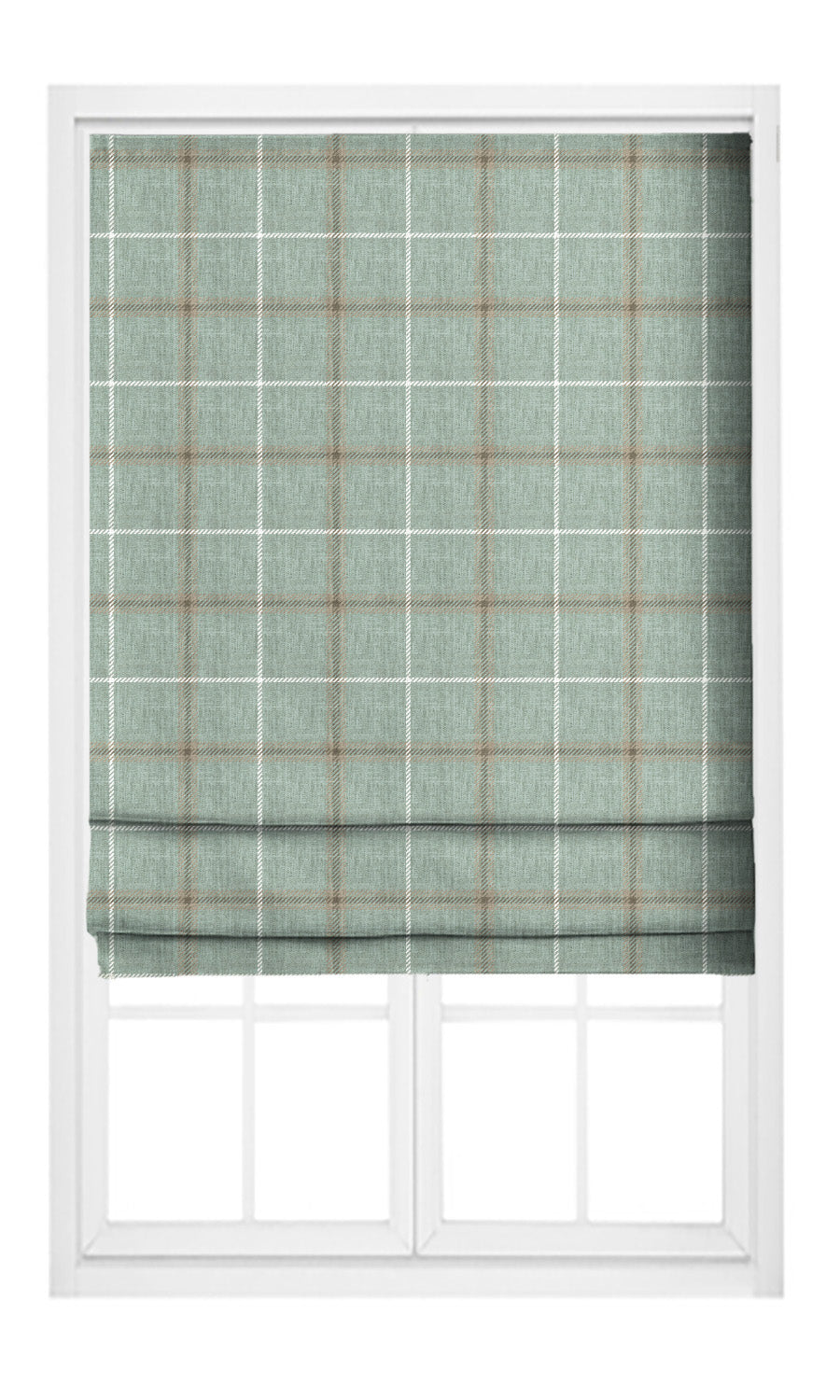 Windowpane Check Pinch Pleat, Rod Pocket, Eyelet Curtains (Duck Egg Blue/ Salmon Pink)
