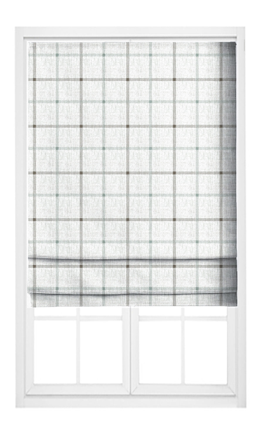 Windowpane Check Pinch Pleat, Rod Pocket, Eyelet Curtains (Parchment White/ Stone Blue)