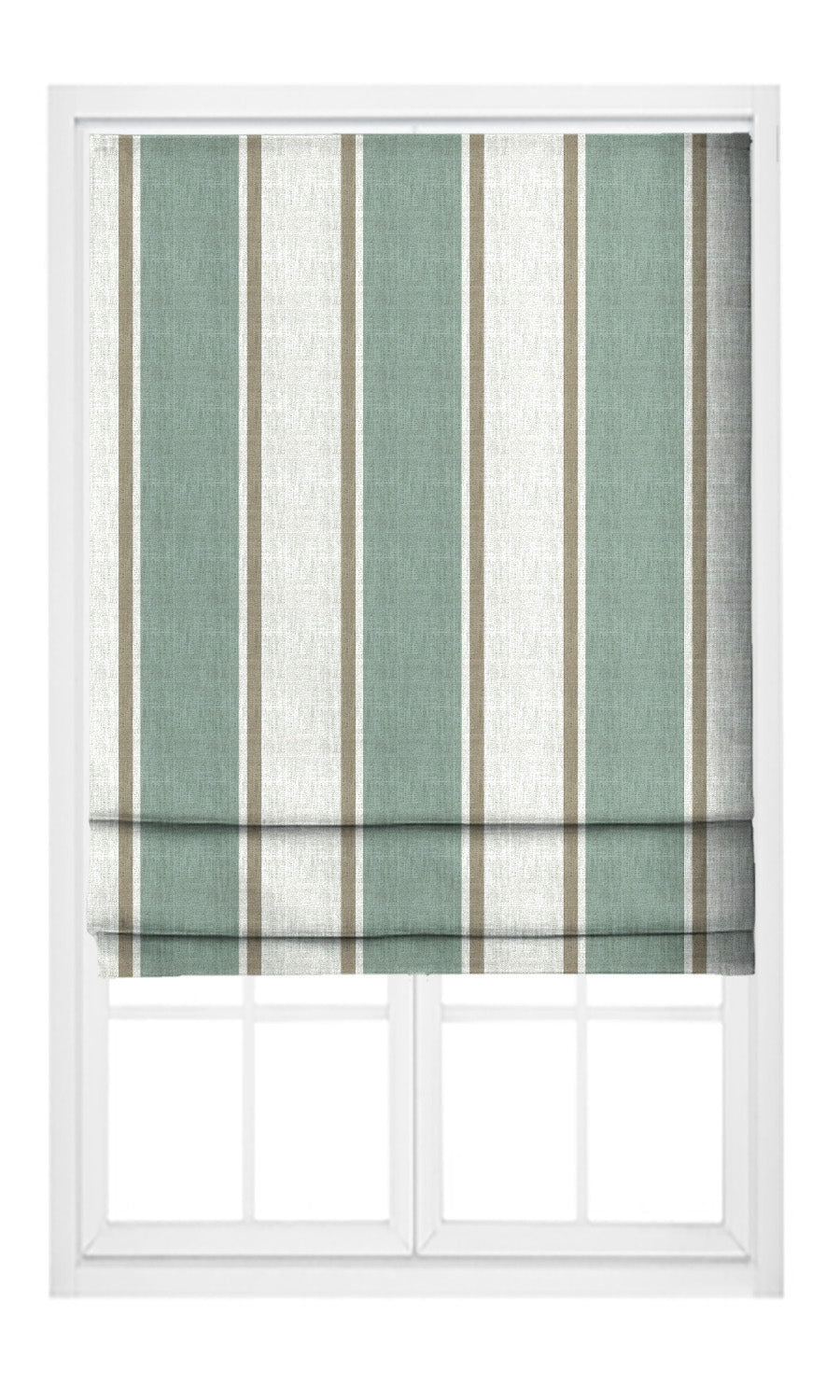 Regency Striped Flat, Plain, Fake, Faux, European Relaxed Roman Shades (Duck Egg Blue/ Mocha Brown)
