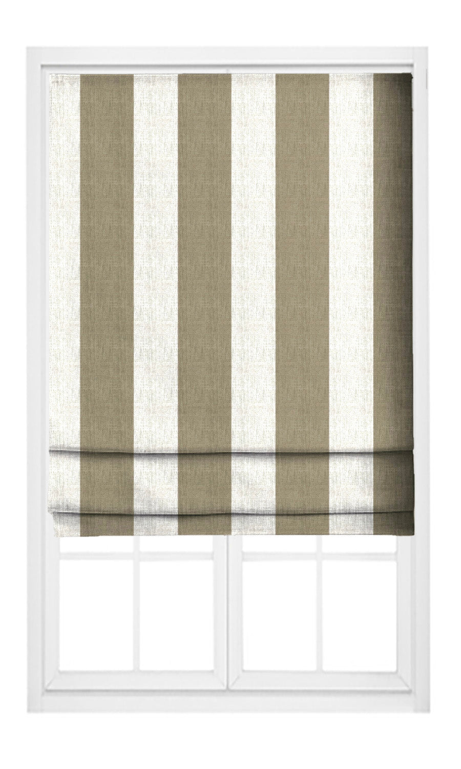 Awning Striped Flat, Plain, Fake, Faux, European Relaxed Roman Shades (Mocha Brown/ White)