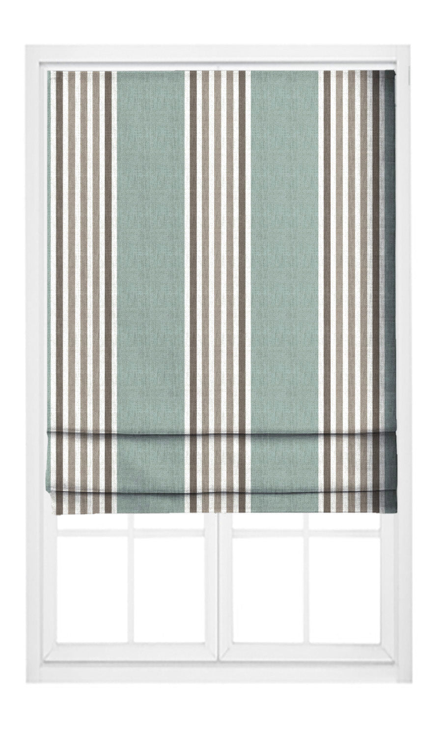 Regency Striped Pinch Pleat, Rod Pocket, Eyelet Curtains (Duck Egg Blue/ Mocha Brown)