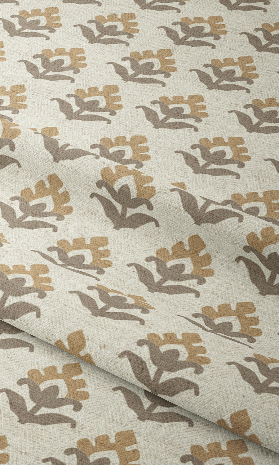 Floral Block Print Curtain Panels (Cream/ Brown) Extra Long Short Wide