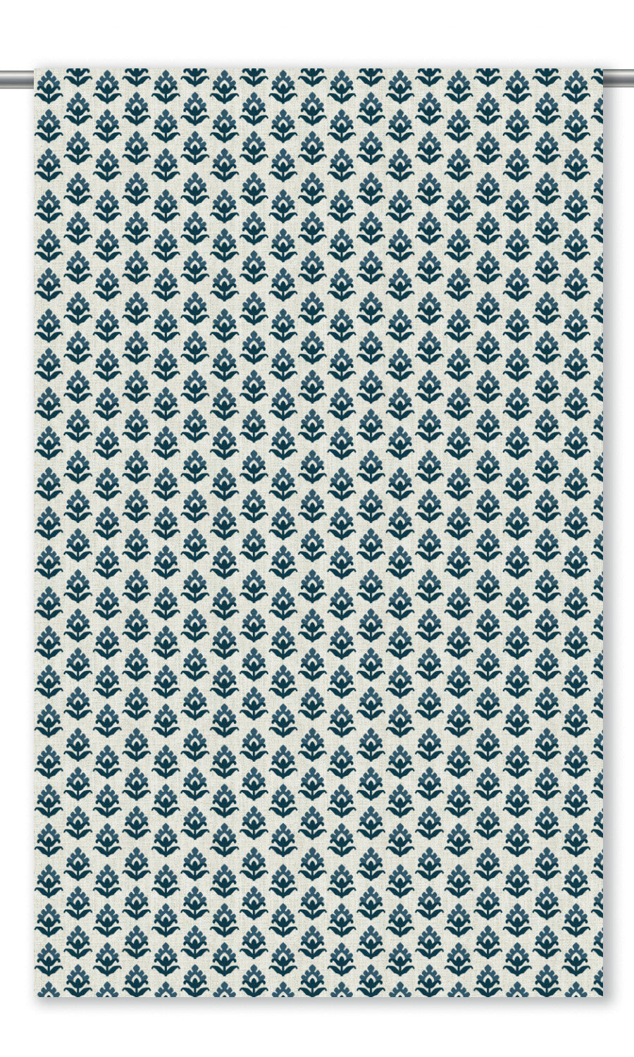 Floral Block Print Roman Blinds (Cream/ Prussian Blue/ Navy) for Living, Bedroom, Kitchen, Bathroom