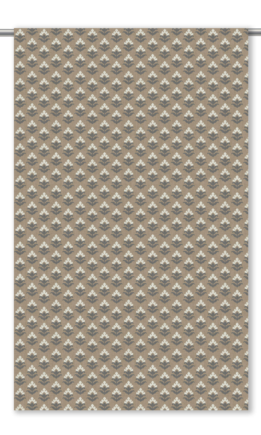 Floral Block Print Roman Shades (Tortilla Brown/ Slate Gray) for Living, Bedroom, Kitchen, Bathroom