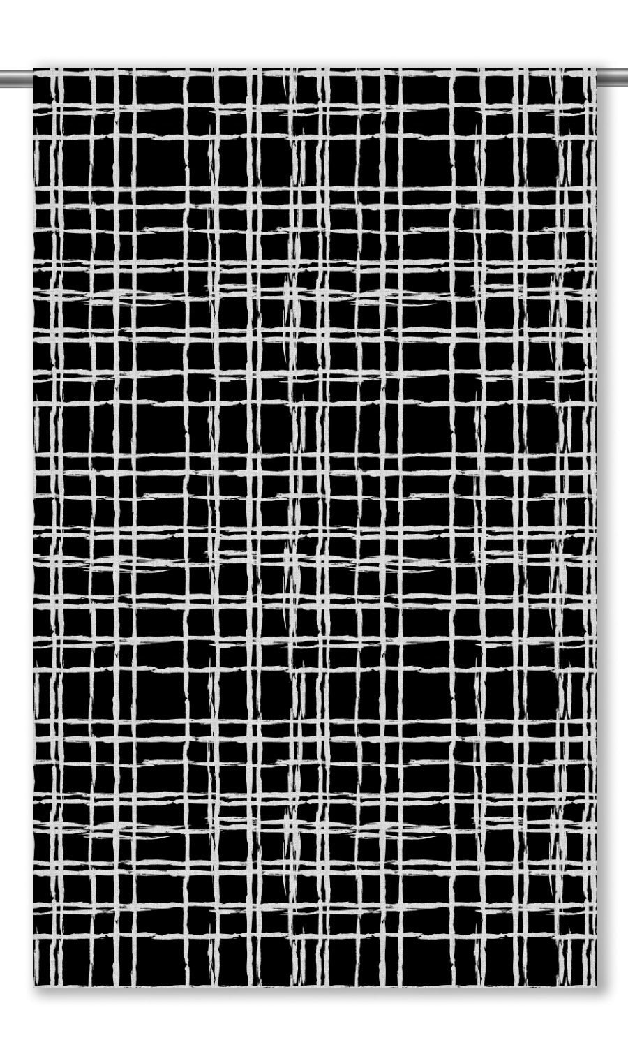 Abstract Grid/ Checkered Print Drapery (Black/ White)