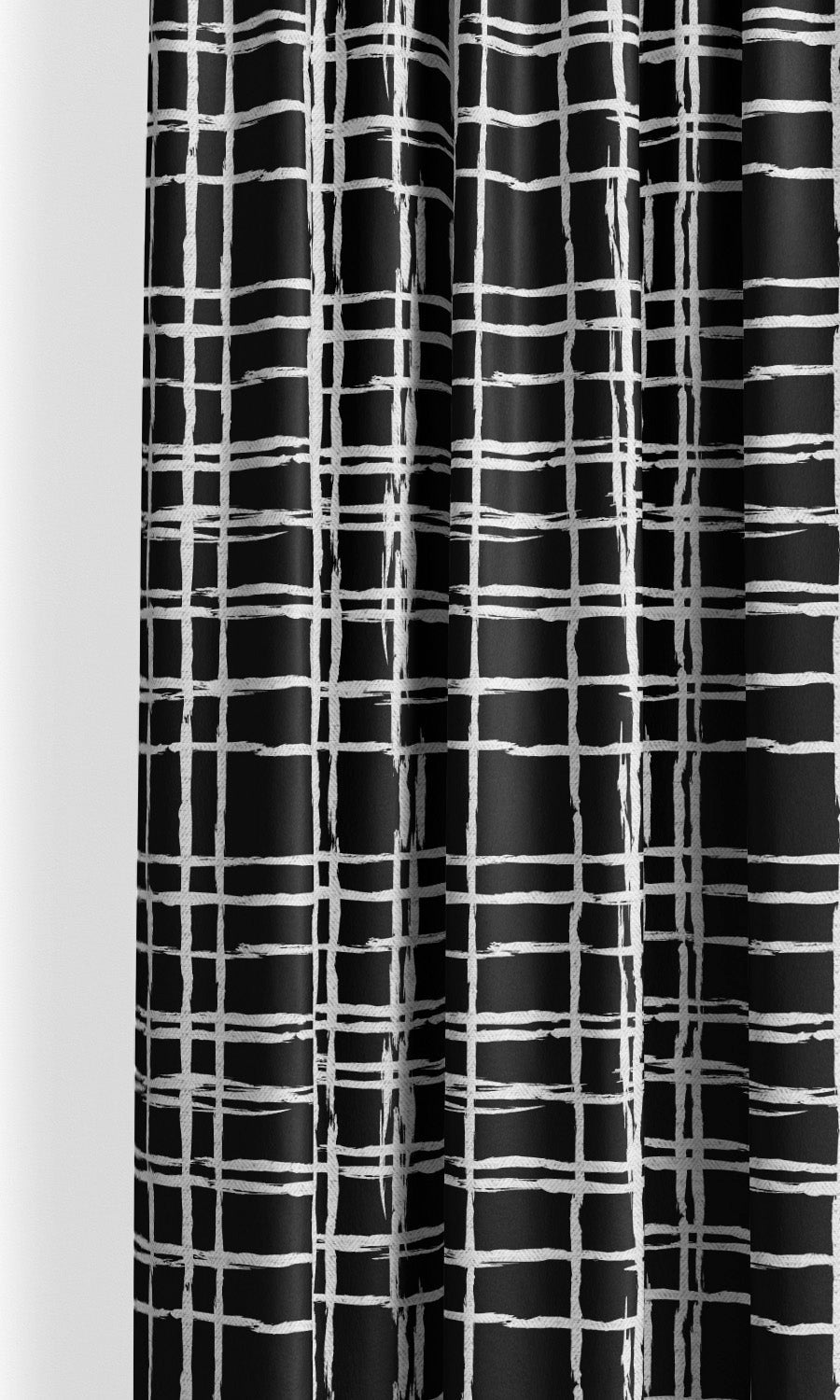 Abstract Grid/ Checkered Print Drapery for Living, Bedroom, Kitchen, Bathroom (Black/ White)