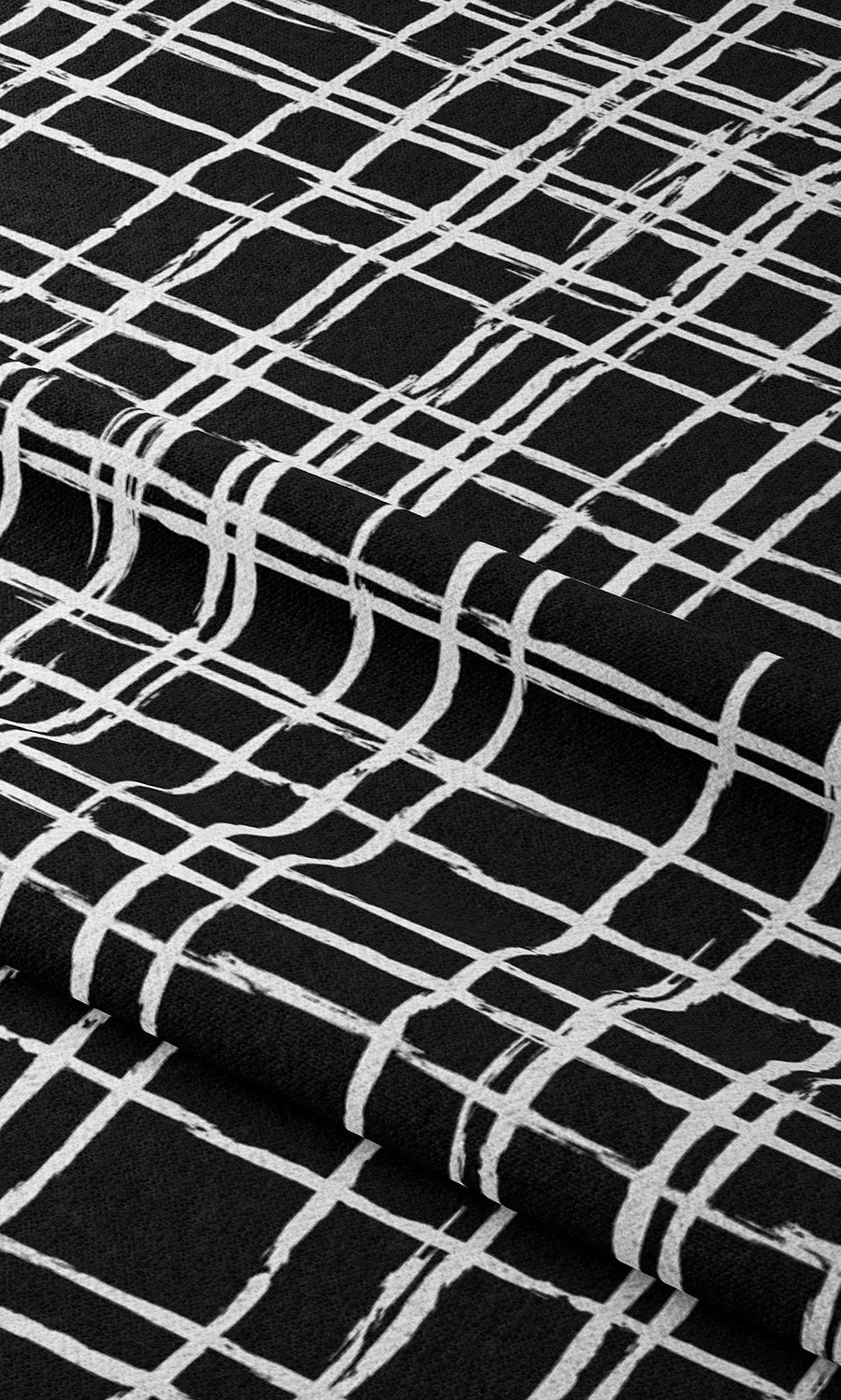 Abstract Grid/ Checkered Print Drapery (Black/ White) Extra Long Short Wide