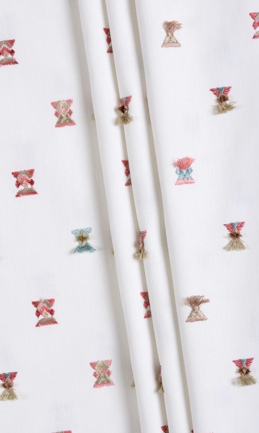 Embroidered Window Curtains (Red/ Pink/ Blue/ White) Extra Long Short Wide