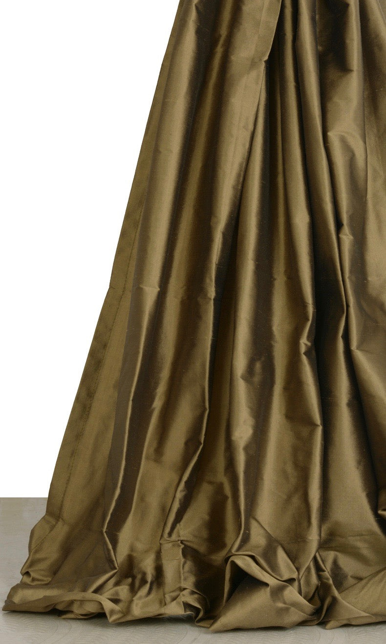 Shantung Silk Window Curtains for Living, Bedroom, Kitchen, Bathroom (Dark Olive Green)