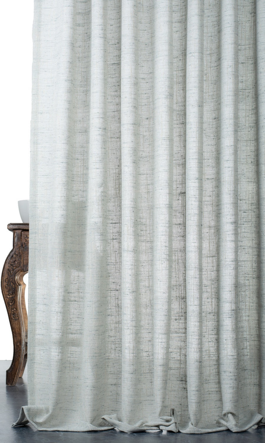 Semi-Sheer Linen Texture Custom Curtains (Aqua Blue)