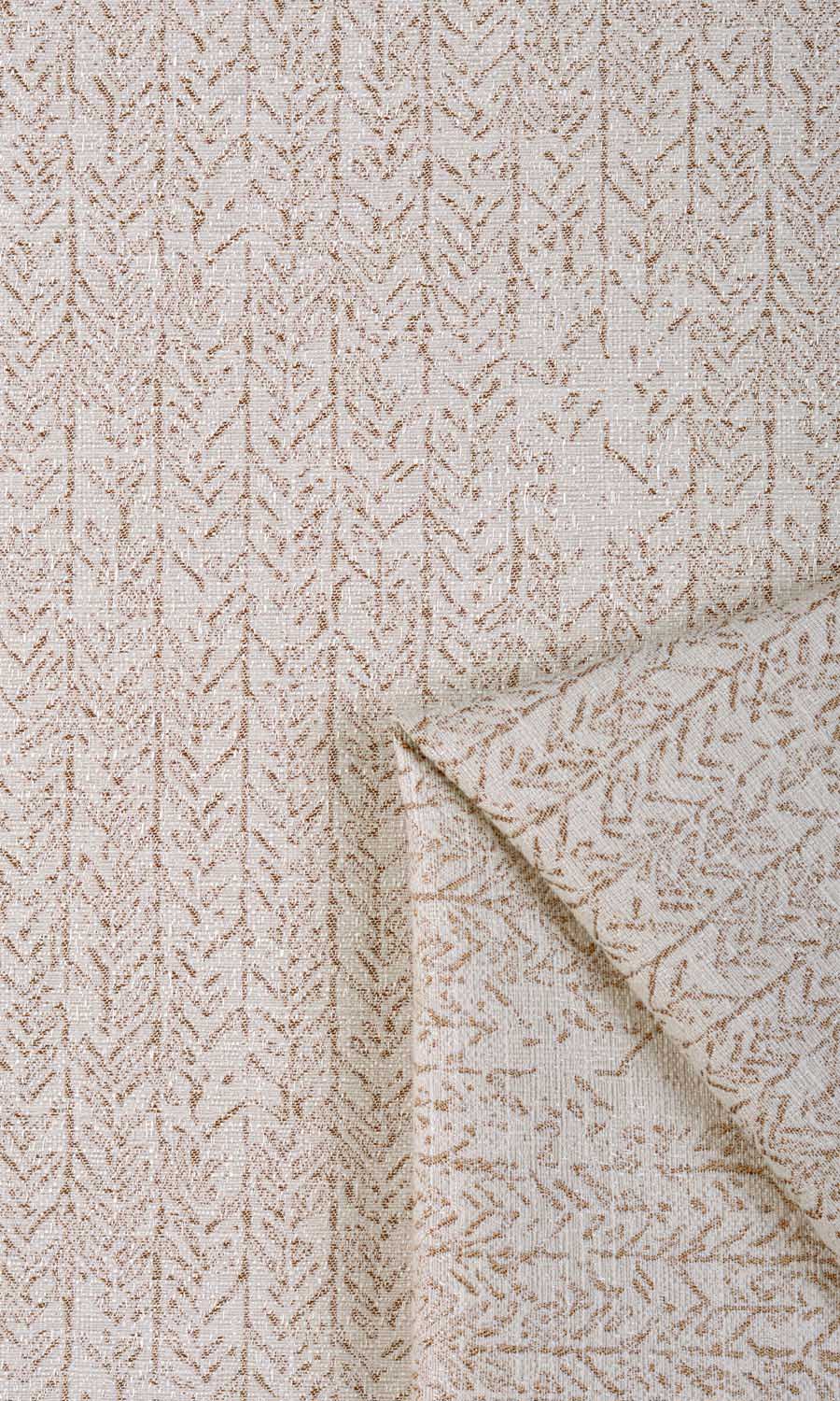 Herringbone Poly-Cotton Custom Roman Shades (Off White/ Brown)