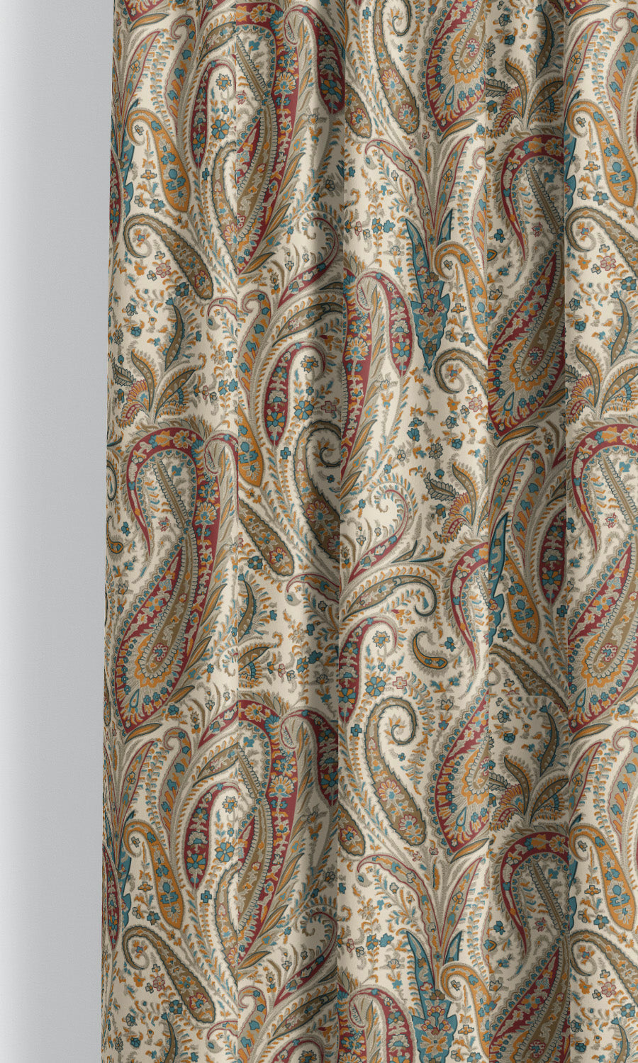 Paisley Floral Velvet Window Curtains for Living, Bedroom, Kitchen, Bathroom (Wine Red/ Sea Blue/ Cream)