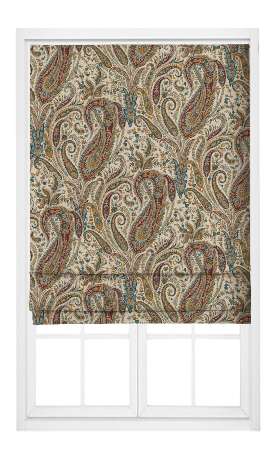 Paisley Floral Velvet Pinch Pleat, Rod Pocket, Eyelet Curtains (Wine Red/ Sea Blue/ Cream)