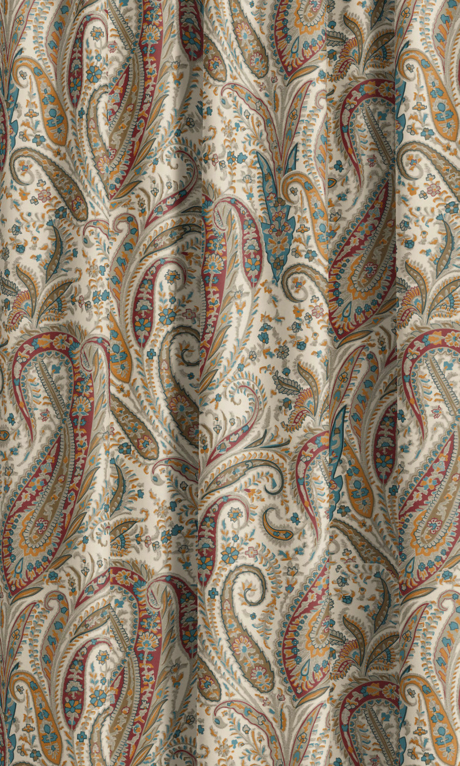 Paisley Floral Velvet Window Curtains (Wine Red/ Sea Blue/ Cream) Extra Long Short Wide
