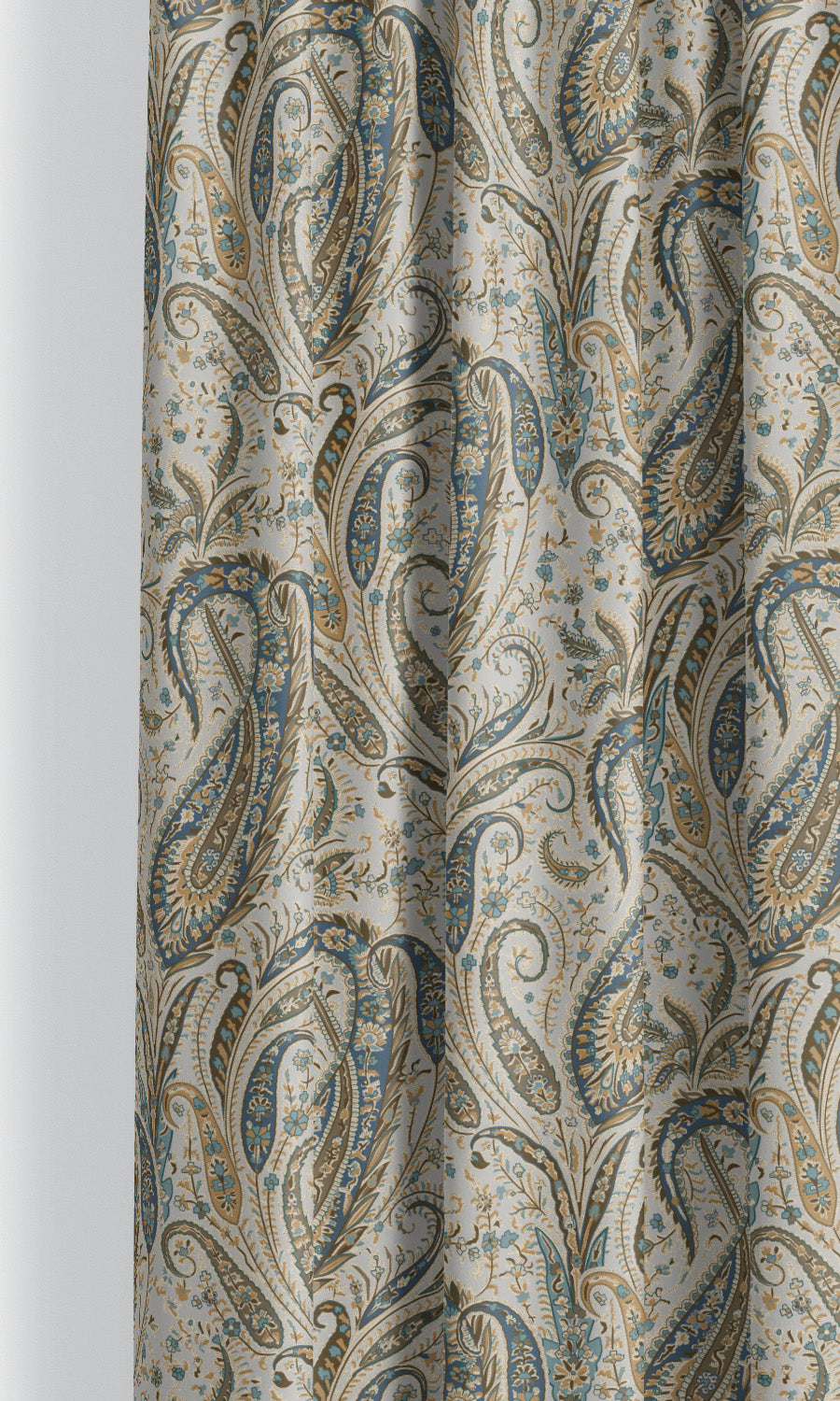 Paisley Floral Velvet Shades (Sea Blue/ Peanut Brown/ Cream) for Living, Bedroom, Kitchen, Bathroom