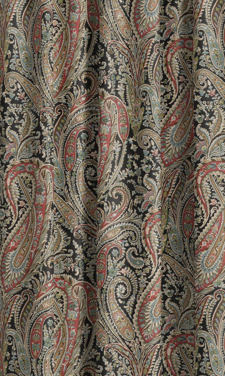 Paisley Floral Velvet Curtain Panels (Brick Red/ Pale Blue/ Black) Extra Long Short Wide