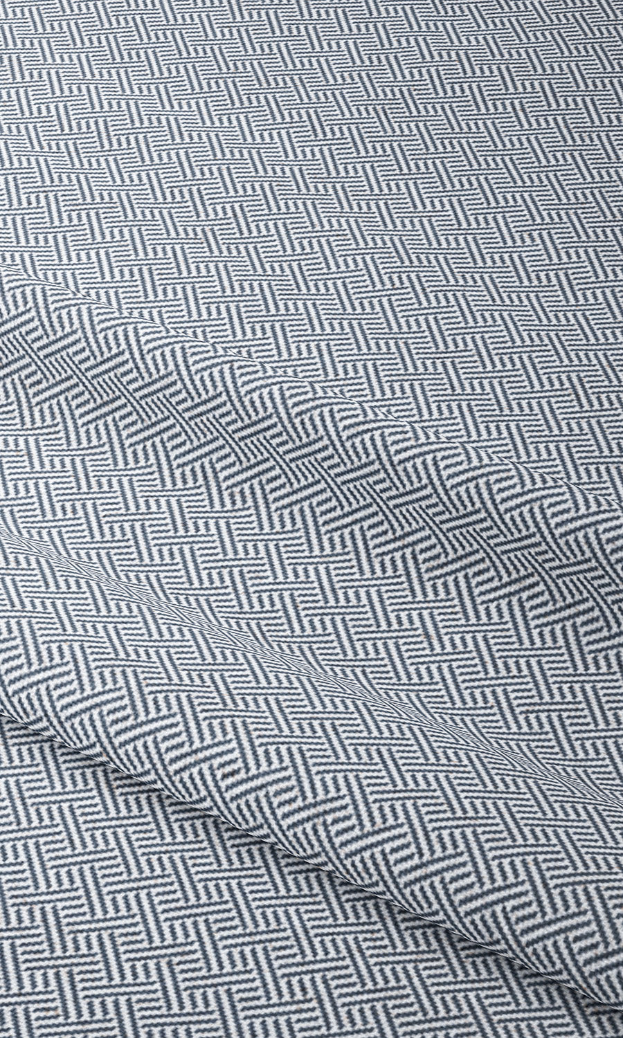 Crosshatch Geo-Print Window Curtains (Denim Blue/ White)